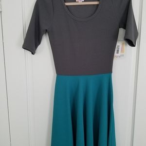 Lularoe XS two-tone Nicole gray and teal